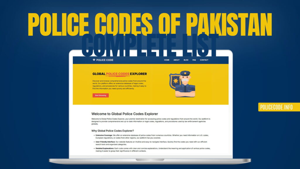 Police Codes of Pakistan — Complete List